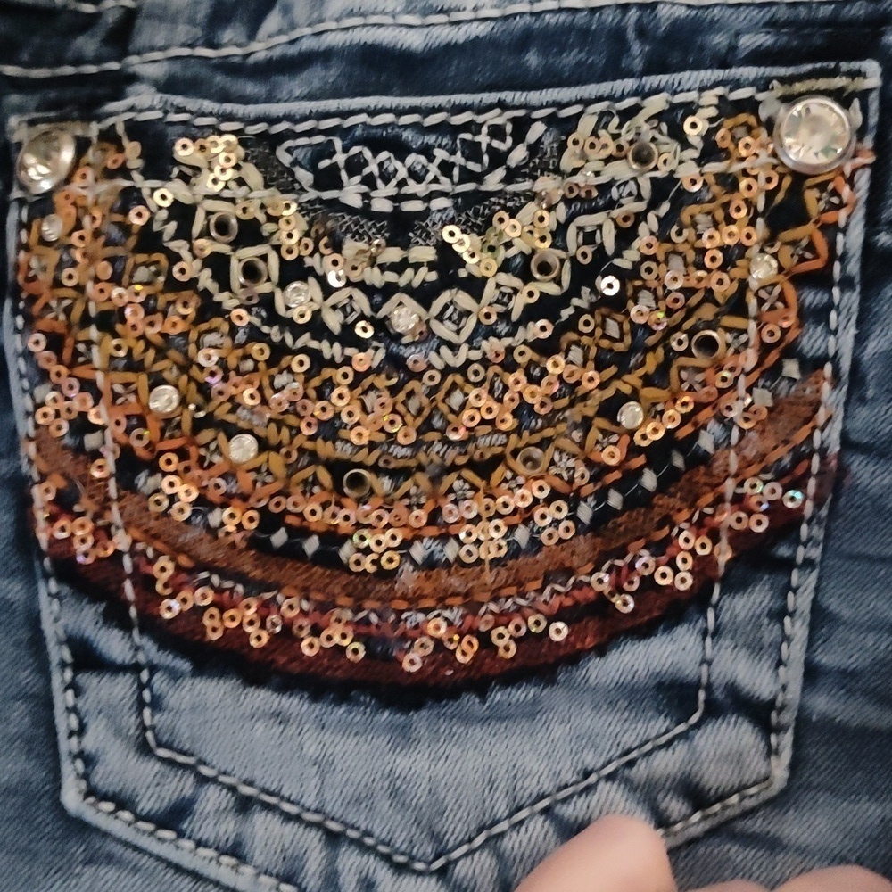 Miss me bootcut jeans embroidery pockets size 26 - Picture 10 of 16